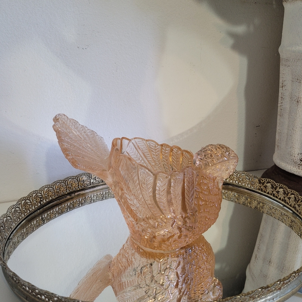 Vintage Indiana Glass Turkey Candle Holder Dish